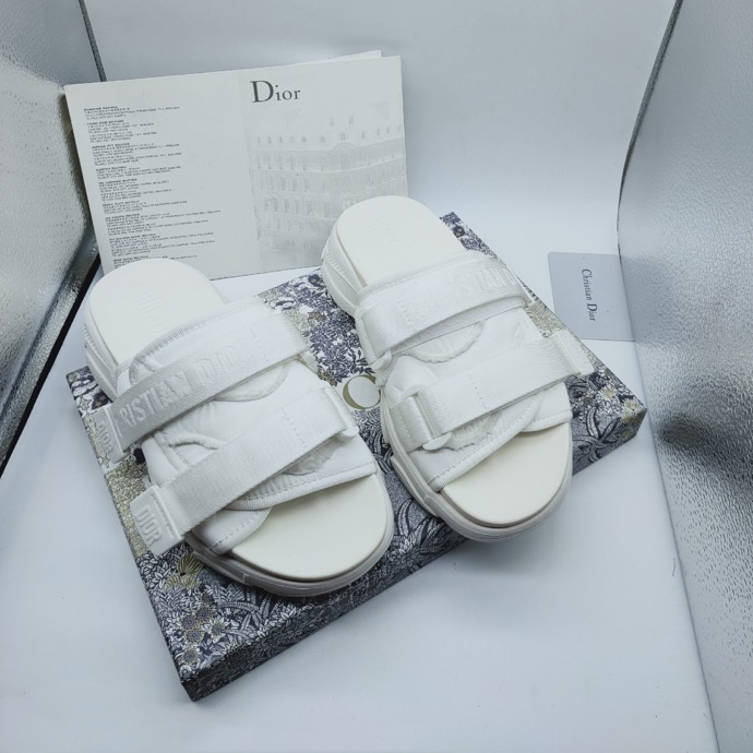 Dior Women D-Wander Slide White Camouflage Technical Fabric