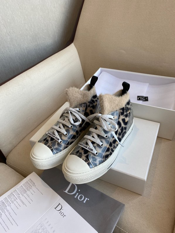 Dior Women Walk'n'Dior Sneaker Fur-Effect Knit with Gray Mizza Print