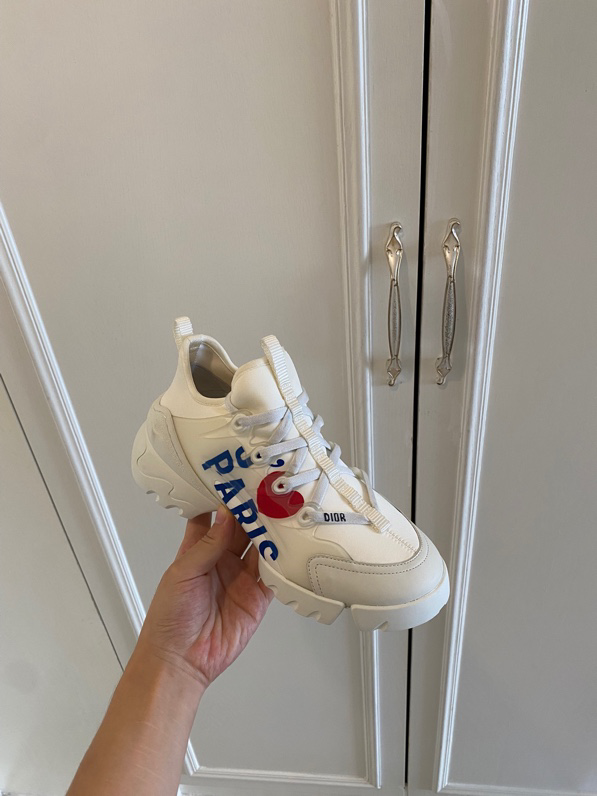 Dior 'I Love Paris' D-Connect Sneakers in White Leather