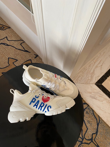 Dior 'I Love Paris' D-Connect Sneakers in White Leather