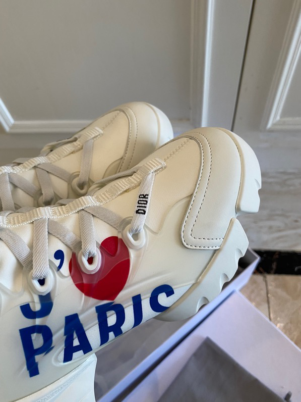 Dior 'I Love Paris' D-Connect Sneakers in White Leather