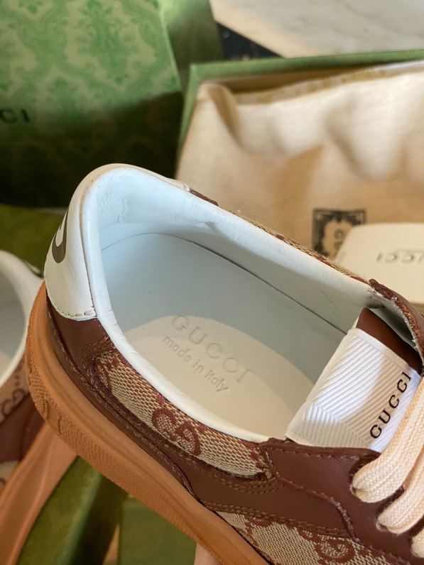 Gucci  Leather Web Sneakers Brown