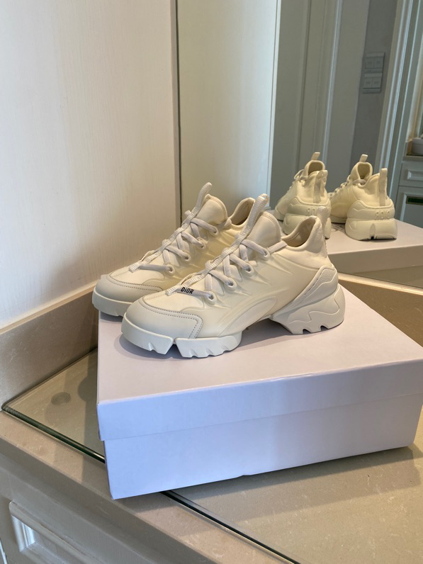 Dior White Fabric and PVC D-Connect Lace Up Sneakers