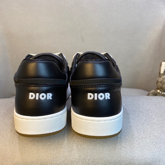 Dior Black Leather and Oblique Canvas B27 Sneakers