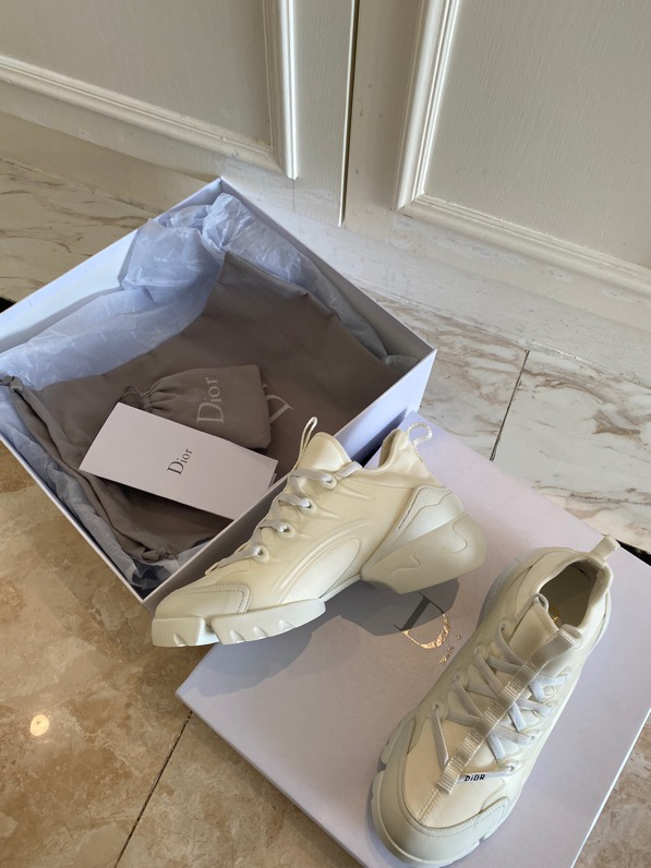 Dior White Fabric and PVC D-Connect Lace Up Sneakers