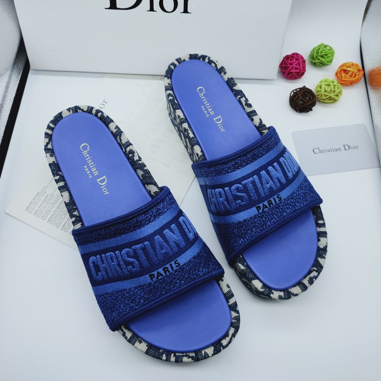 Dior Denim Oblique Dway Sandals/Mules/Wedge in blue
