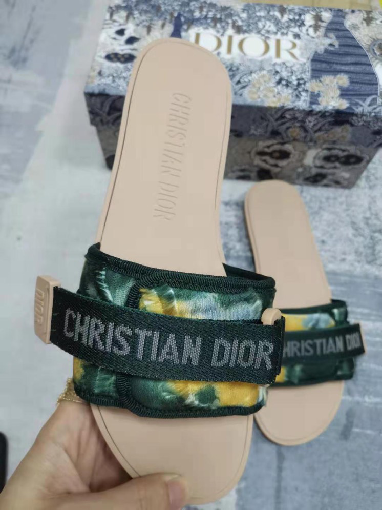 Dior Women Shoes Dway Slide Multicolor Dior Zodiac Embroidered Cotton
