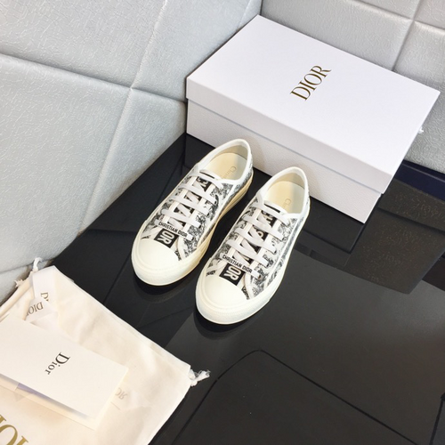 DIOR - Walk'N'Dior Platform Sneaker White And Black Cotton Embroidered With Plan De Paris Motif