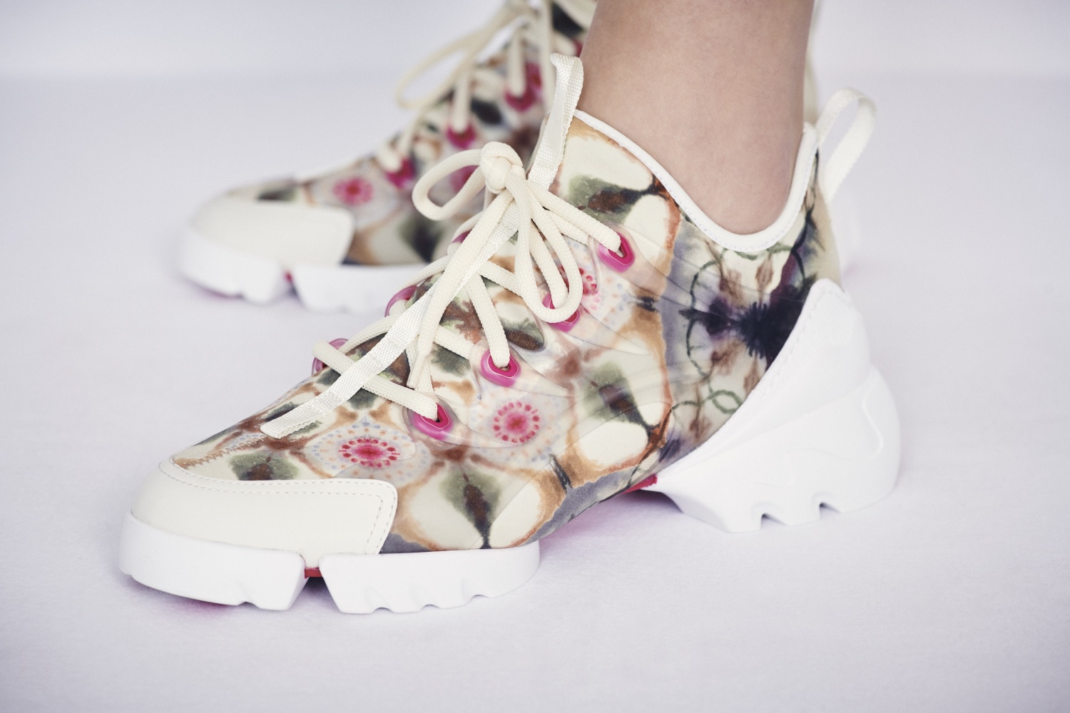 Christian Dior Multicolor Printed Neoprene and Leather D-Connect Kaleidoscopic Sneaker