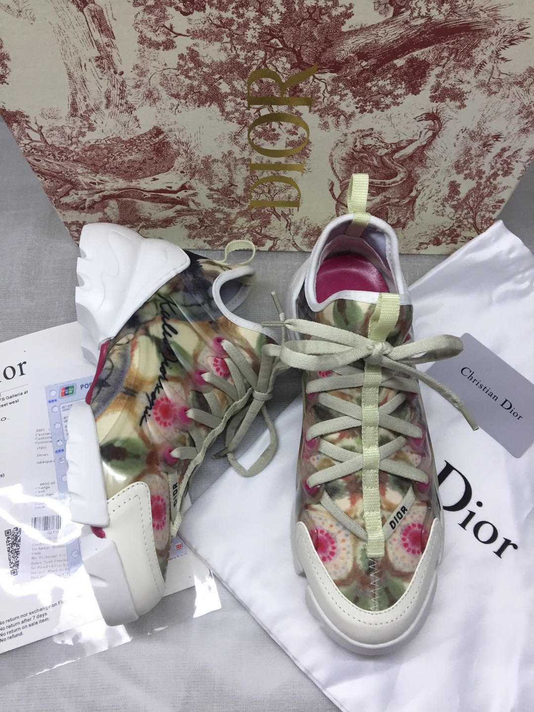 Dior D Connect Kaleidiorscopic Kaleidoscope Lace Up Flat Trainer Sneaker
