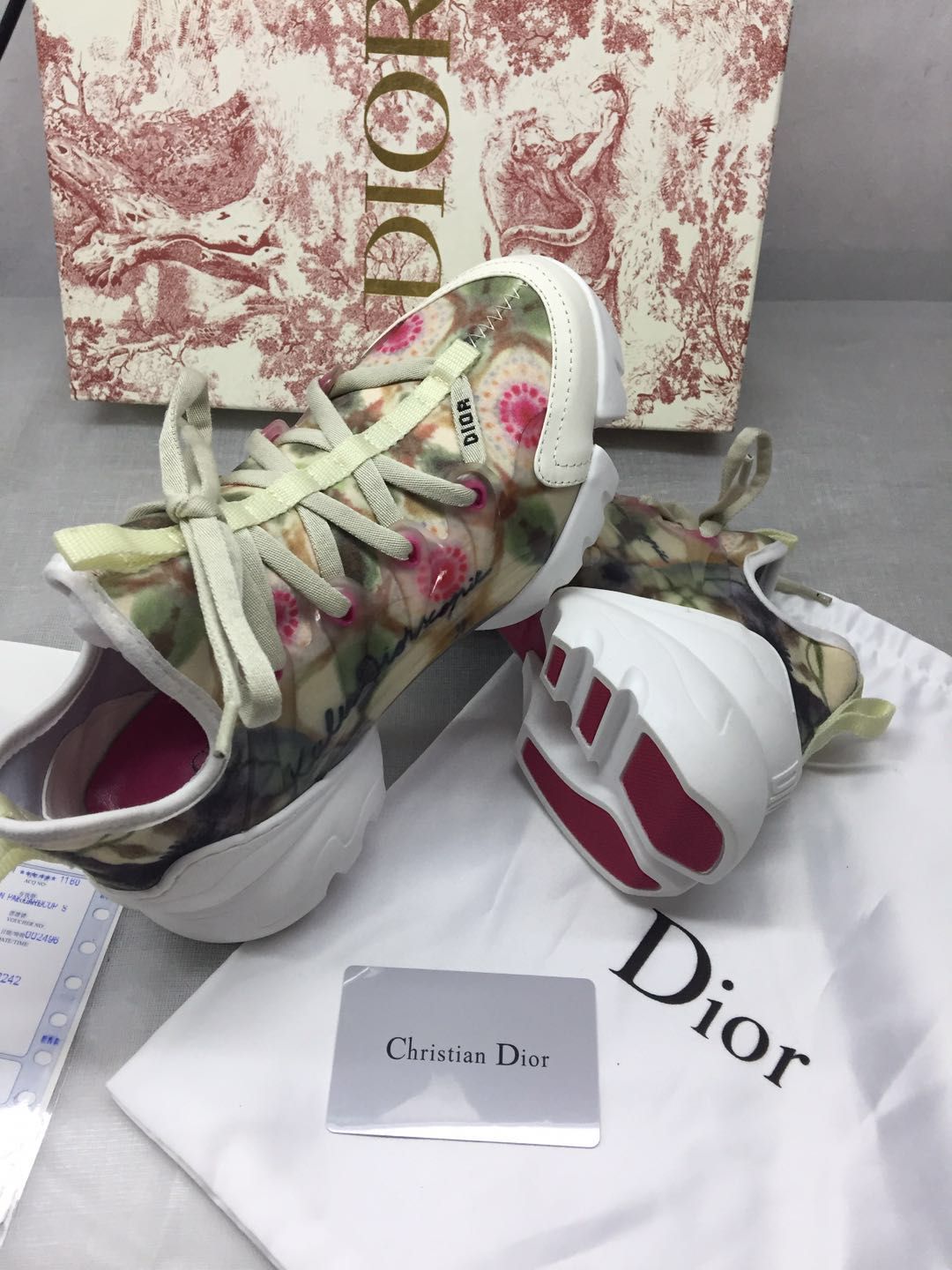 Dior D Connect Kaleidiorscopic Kaleidoscope Lace Up Flat Trainer Sneaker