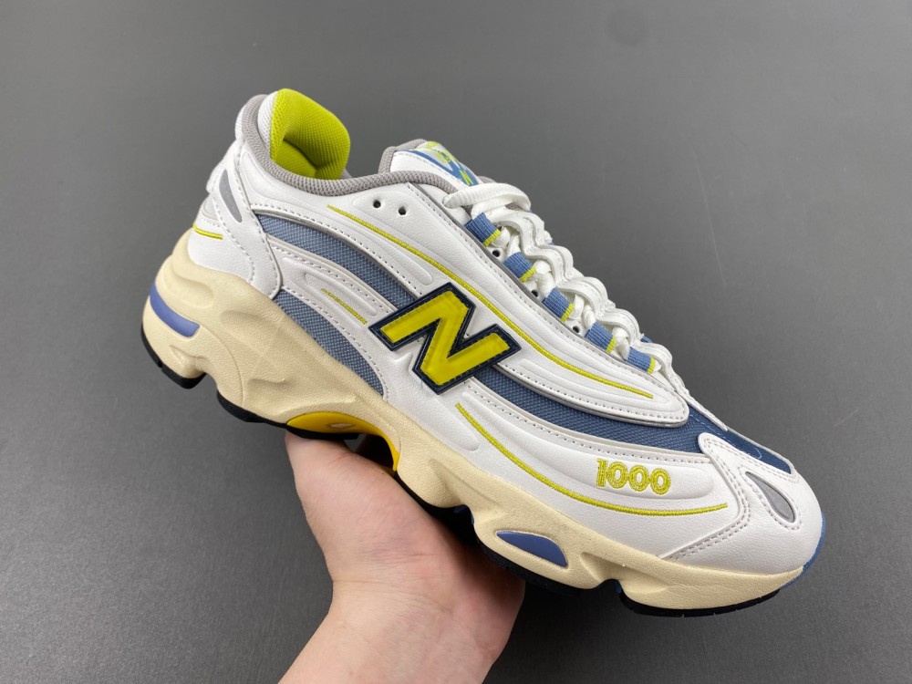 New Balance White & Blue 1000 Sneakers