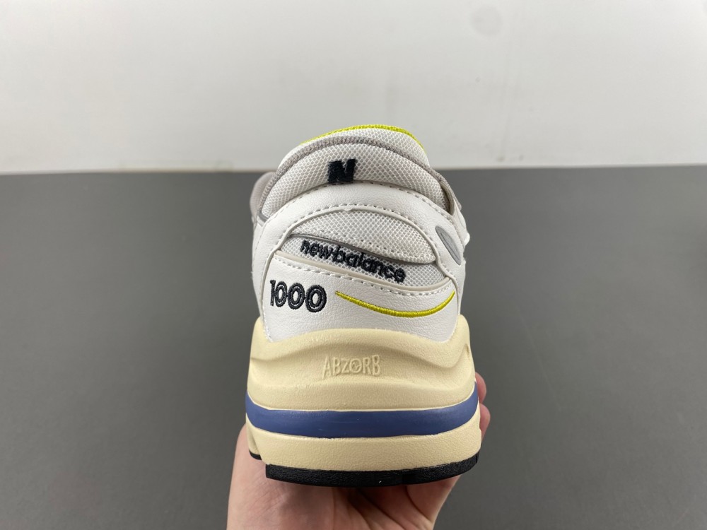 New Balance White & Blue 1000 Sneakers