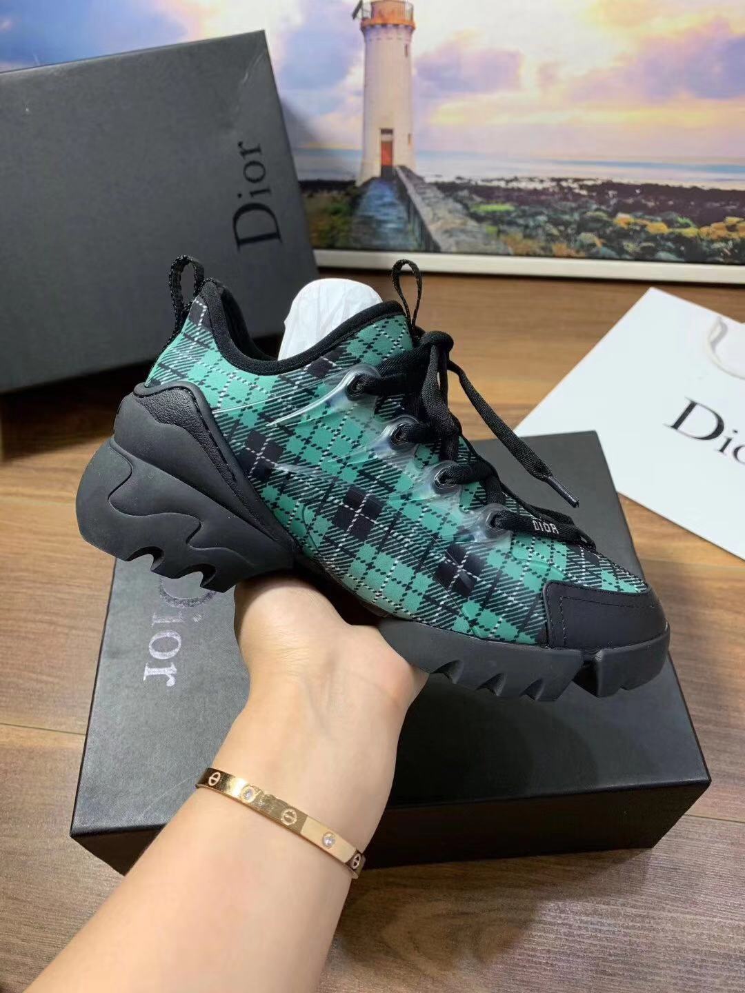 Dior Shoes D Connect Sneaker Black/White Plaid Lace Up