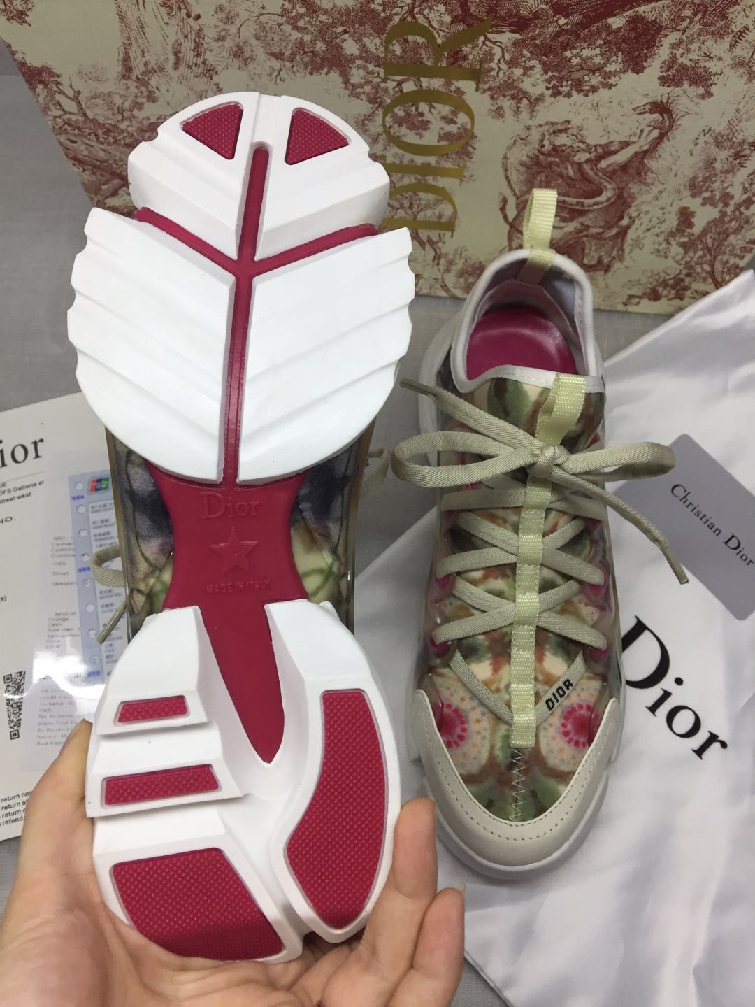 Dior D Connect Kaleidiorscopic Kaleidoscope Lace Up Flat Trainer Sneaker