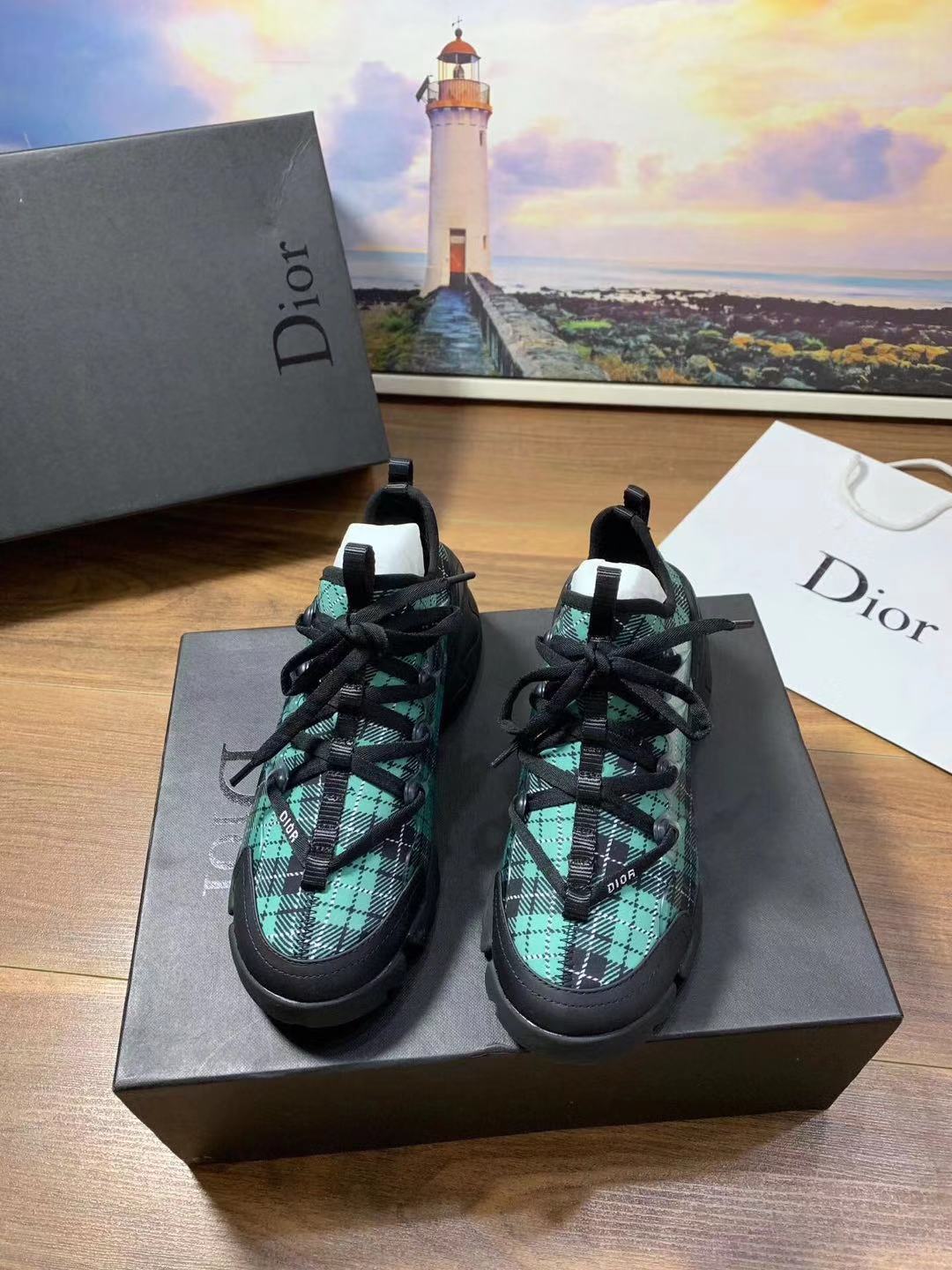 Dior Shoes D Connect Sneaker Black/White Plaid Lace Up