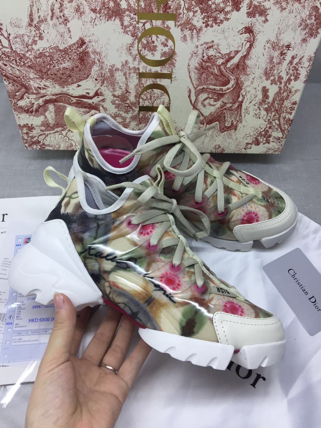 Dior D Connect Kaleidiorscopic Kaleidoscope Lace Up Flat Trainer Sneaker