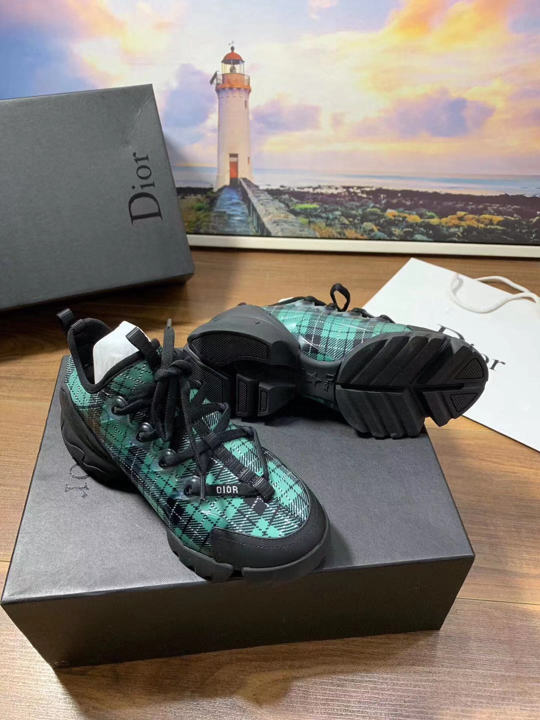 Dior Shoes D Connect Sneaker Black/White Plaid Lace Up
