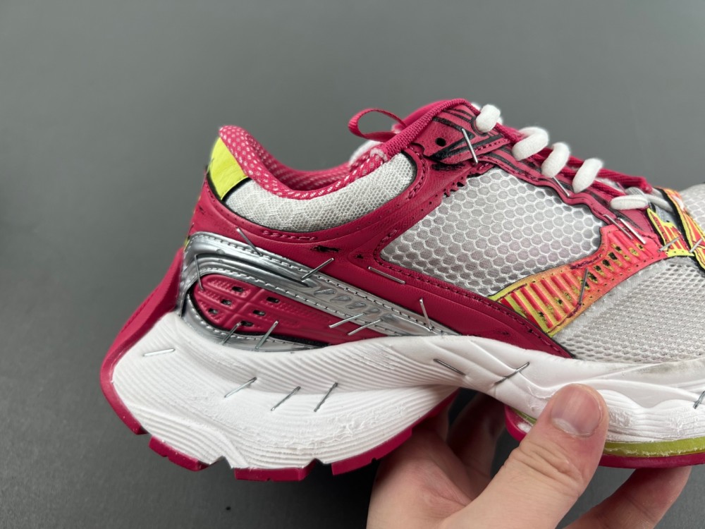 Balenciaga Stapler Sneaker White red fluorescent green