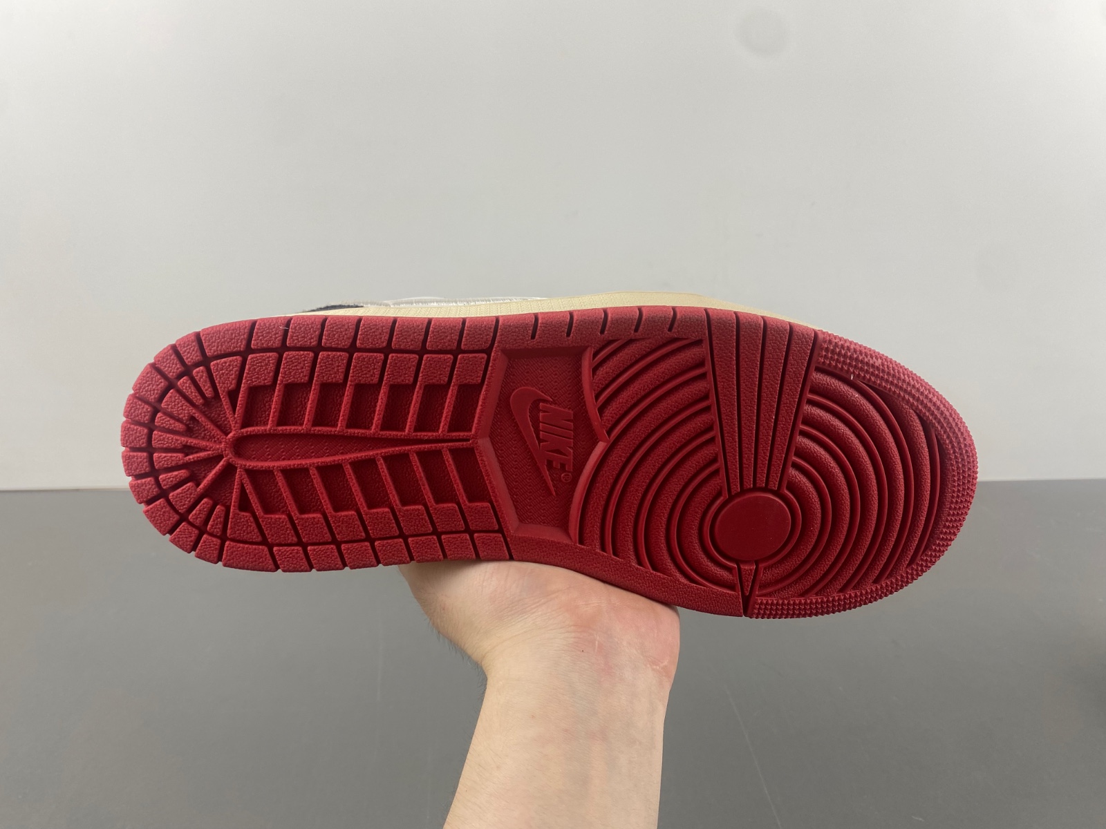 Air Jordan 1 Low OG x Trophy Room Sail and Varsity Red