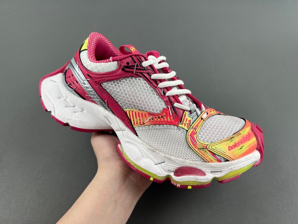 Balenciaga Stapler Sneaker White red fluorescent green