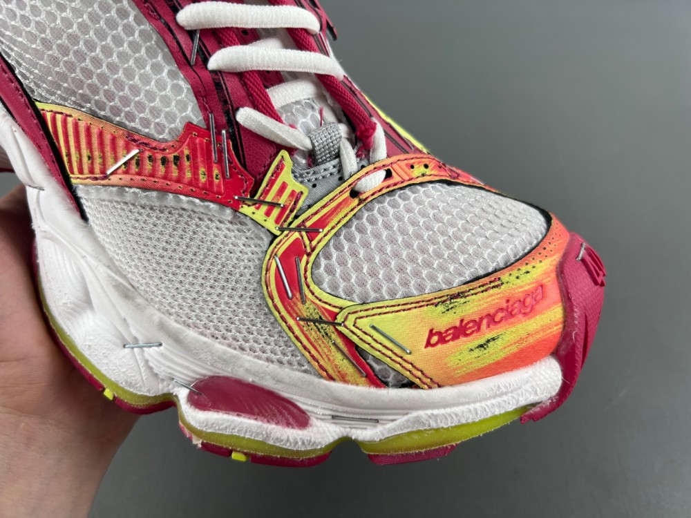 Balenciaga Stapler Sneaker White red fluorescent green