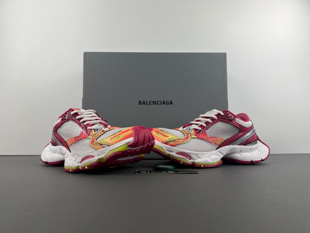 Balenciaga Stapler Sneaker White red fluorescent green
