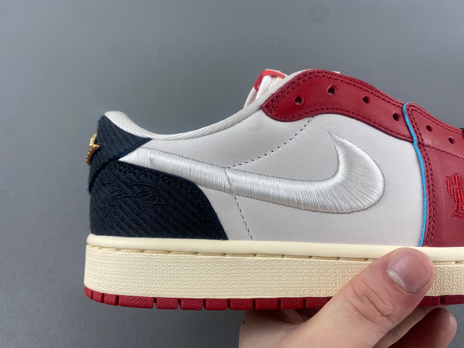 Air Jordan 1 Low OG x Trophy Room Sail and Varsity Red