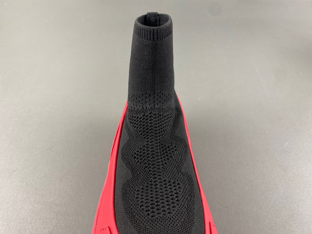 Moncler Trailgrip Knit High Top Sneakers Black & Red