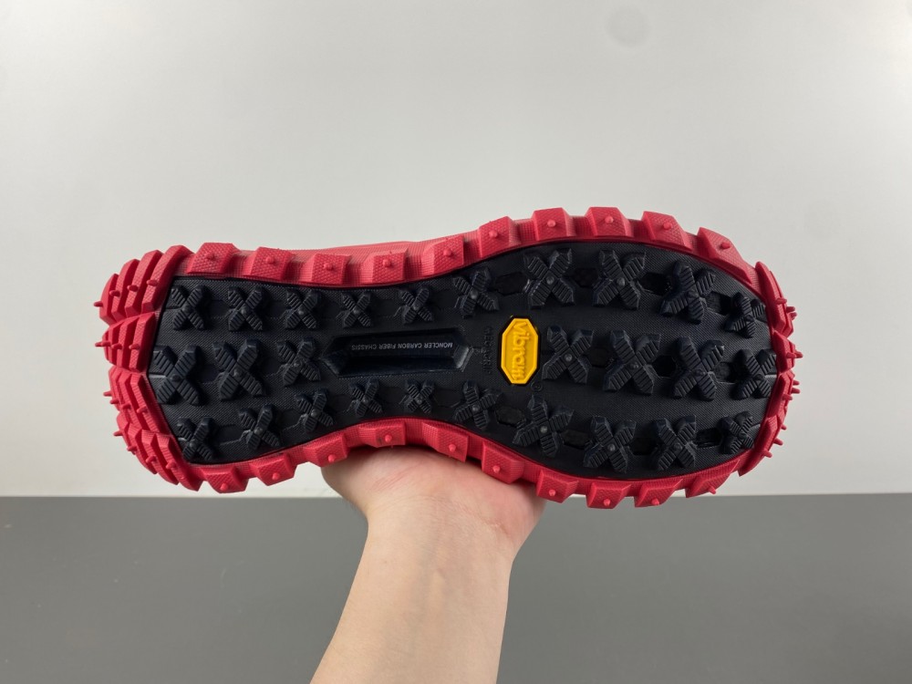 Moncler Trailgrip Knit High Top Sneakers Black & Red