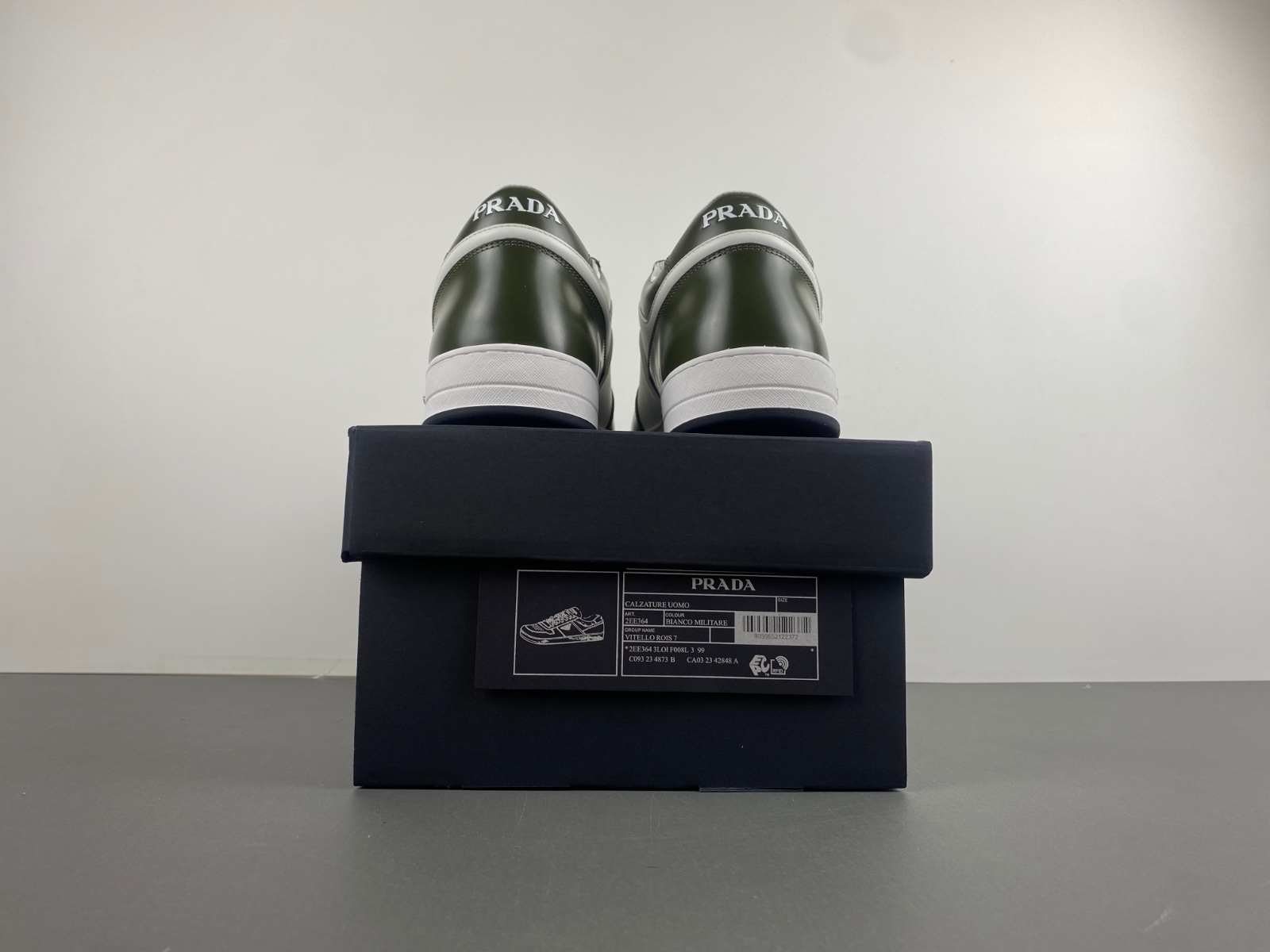 Prada Downtown Womens Sneakers In White/Green