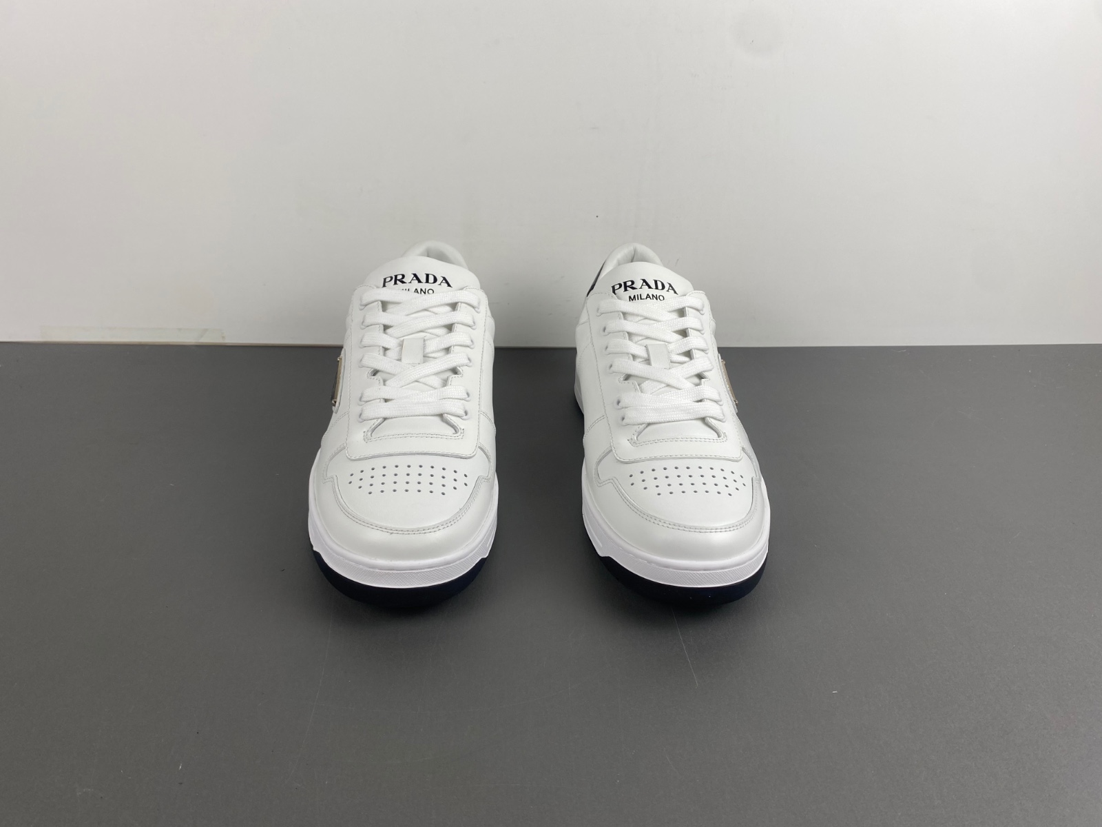 Prada Downtown Low Top SneakersLeather White White Black