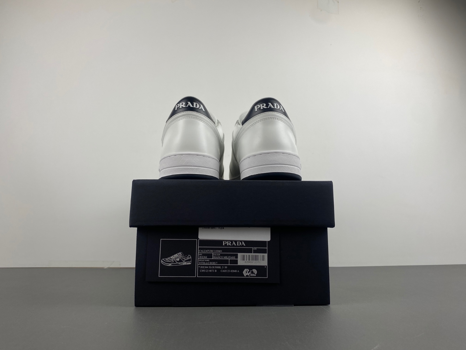 Prada Downtown Low Top SneakersLeather White White Black