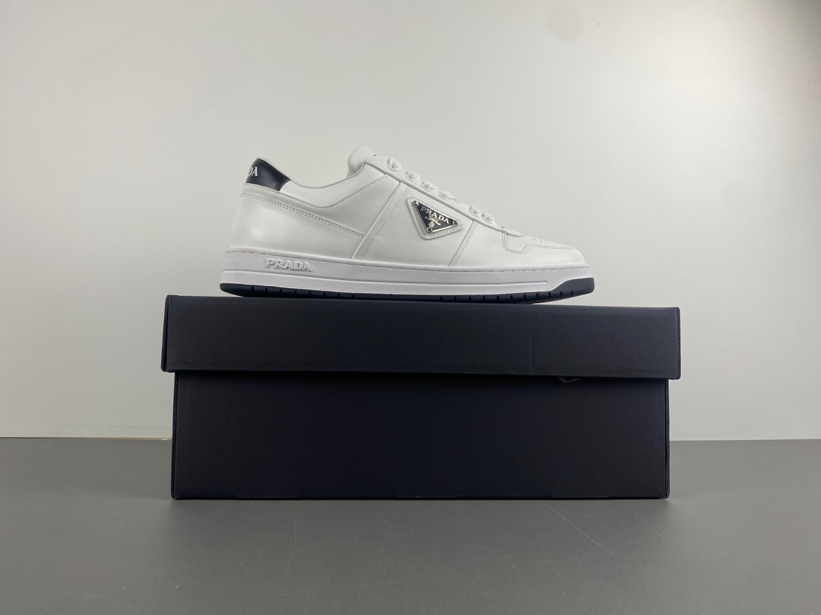Prada Downtown Low Top SneakersLeather White White Black