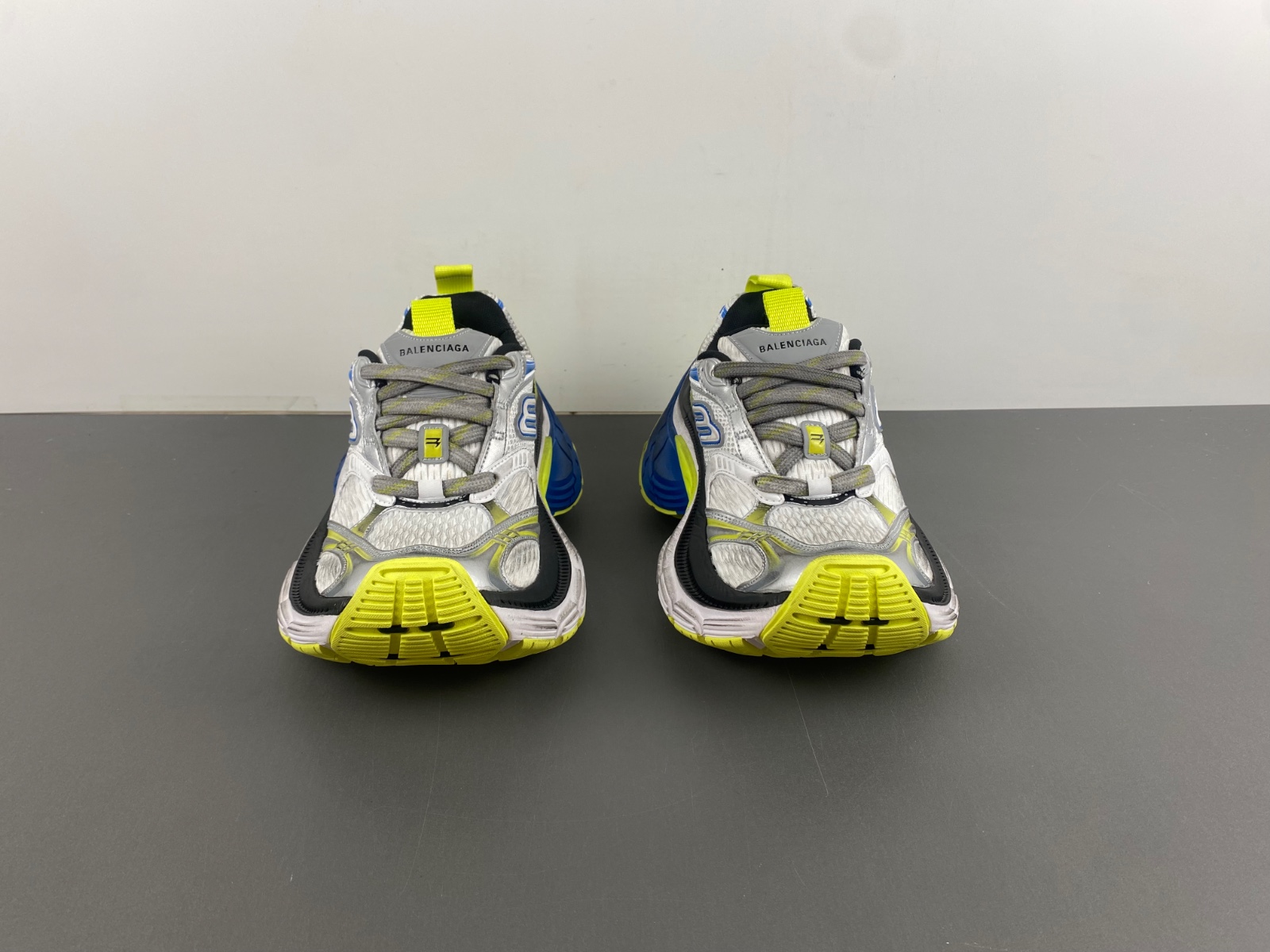 Balenciaga 10XL Sneaker In White/Blue/Fluorescent Green 792779 W2MV2 9741