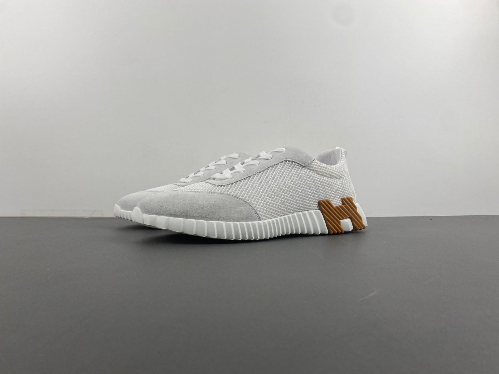 Hermes Paris Bouncing Sneaker White Brown Z854-H202934Z H02