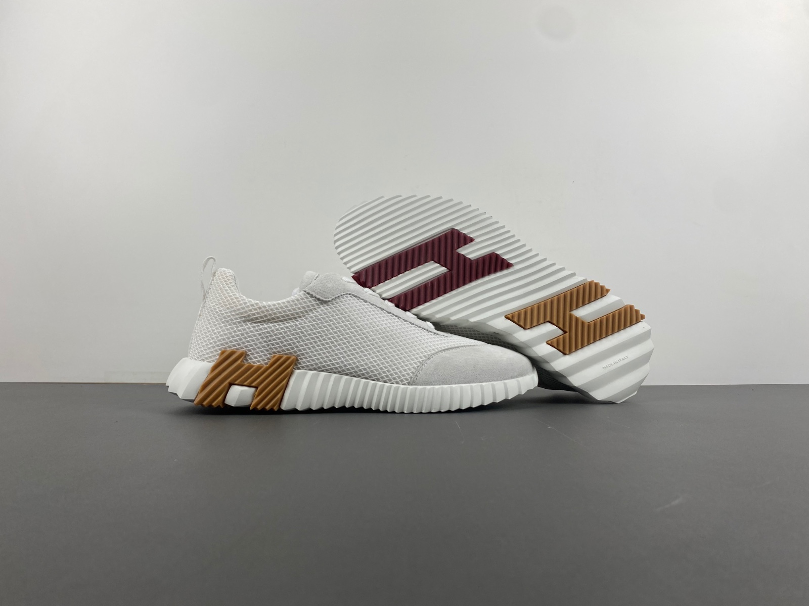 Hermes Paris Bouncing Sneaker White Brown Z854-H202934Z H02