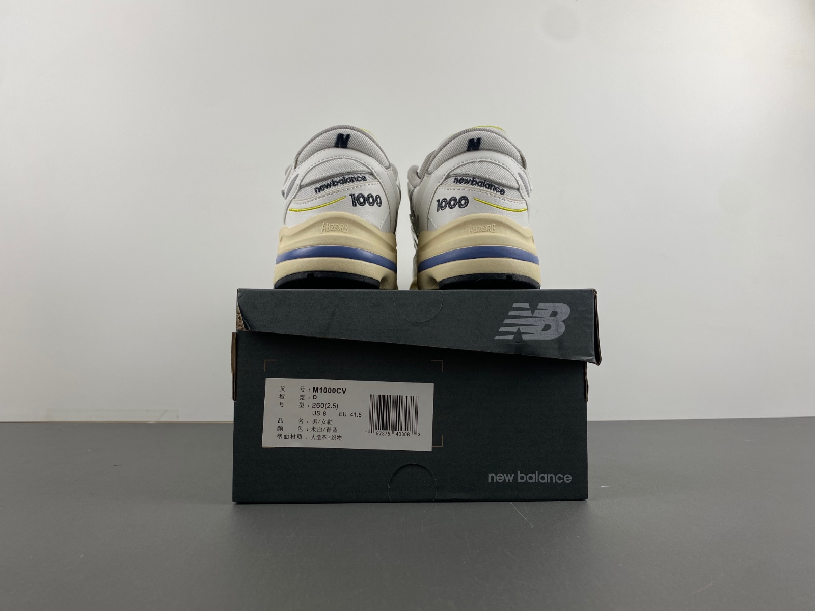 New Balance 1000 Sea Salt/Heron Blue Women's Shoes, White/Blue/Yellow M1000CV