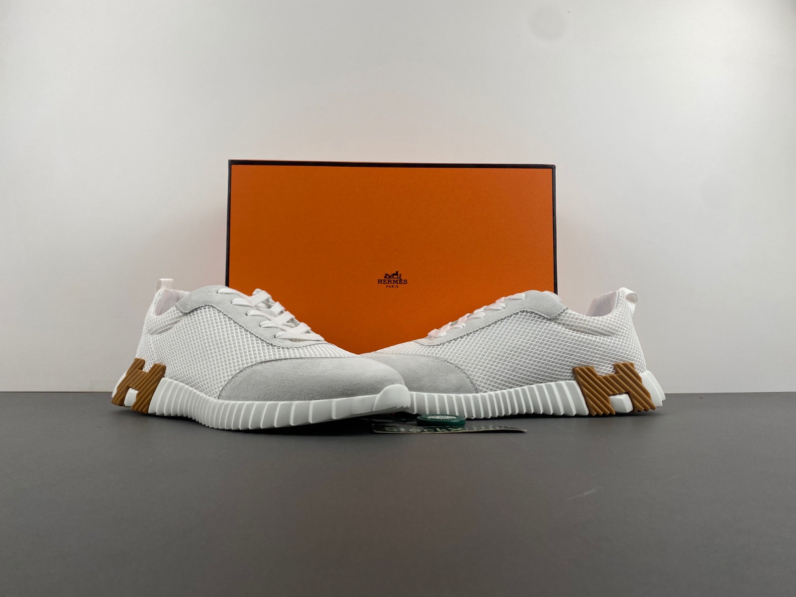 Hermes Paris Bouncing Sneaker White Brown Z854-H202934Z H02