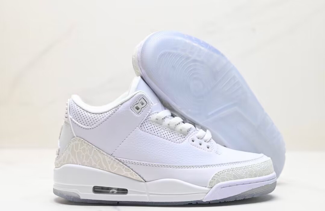 Jordan Air Jordan 3 retro pure white synthetic leather, comfortable, shock-absorbing, non-slip and wear-resistant, mid-top retro basketball shoes, men's white, 2018 version398614-111