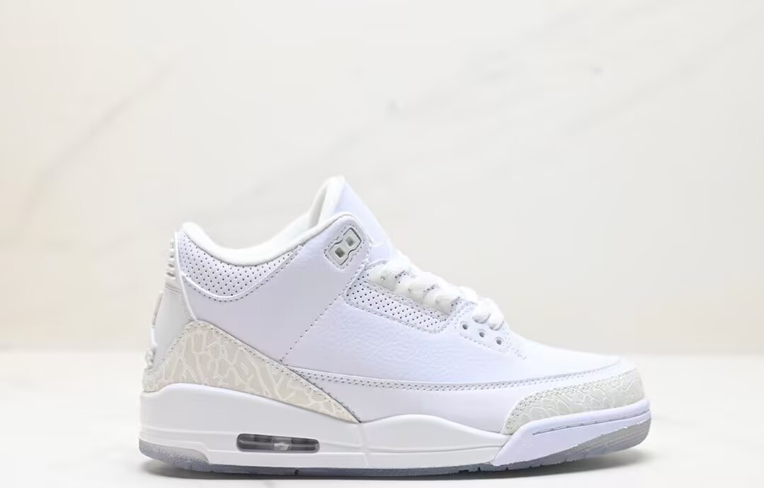 Jordan Air Jordan 3 retro pure white synthetic leather, comfortable, shock-absorbing, non-slip and wear-resistant, mid-top retro basketball shoes, men's white, 2018 version398614-111