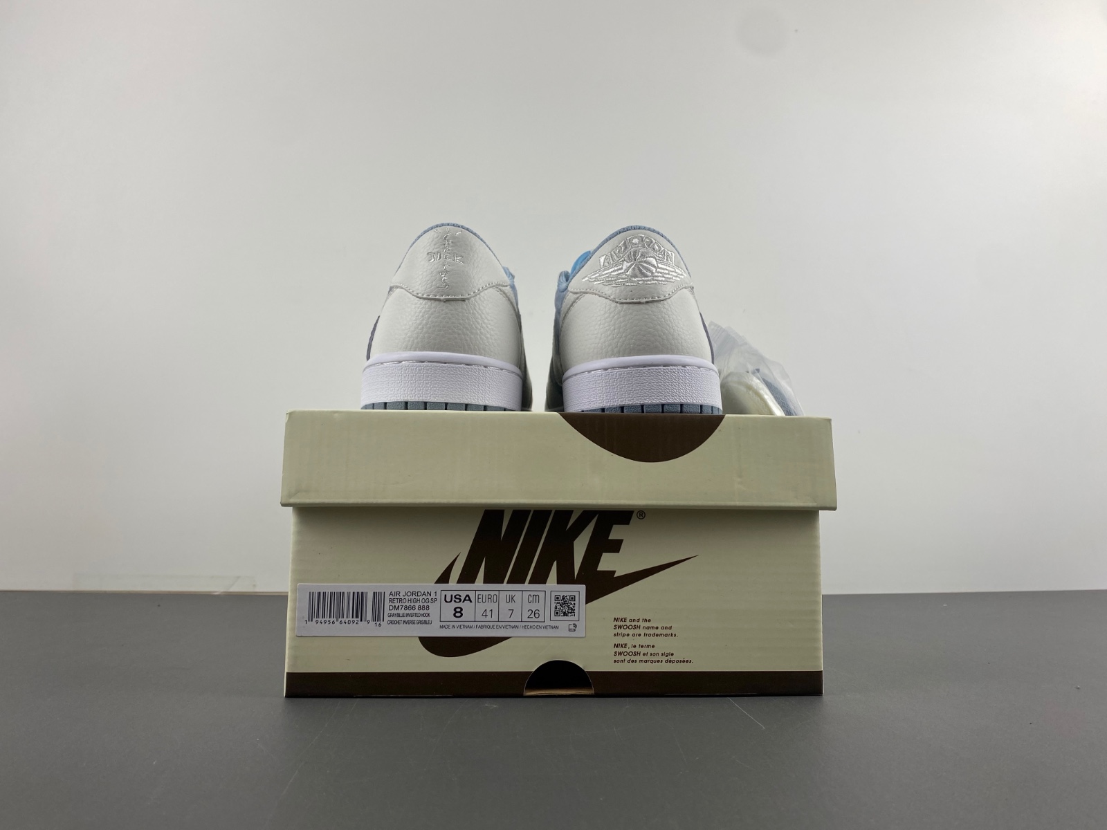 Fragment x Travis Scott x Air Jordan 1 Low White and Blue DM7866-888