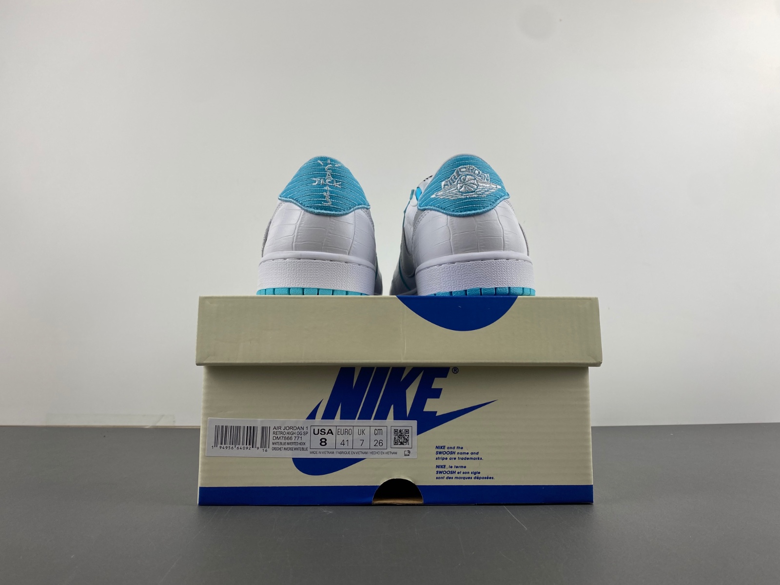 Travis Scott x Air Jordan 1 Low Branco & azul turquesa DM7866-771