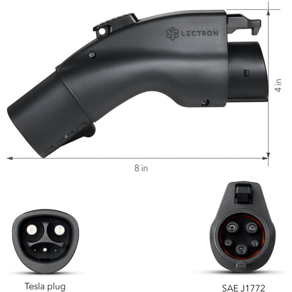 LECTRON Tesla to J1772 Charging Adapter Max 48 Amp 250-Volt for Tesla High Powered Connectors (Black) TeslaJ1772Blk48AUSA