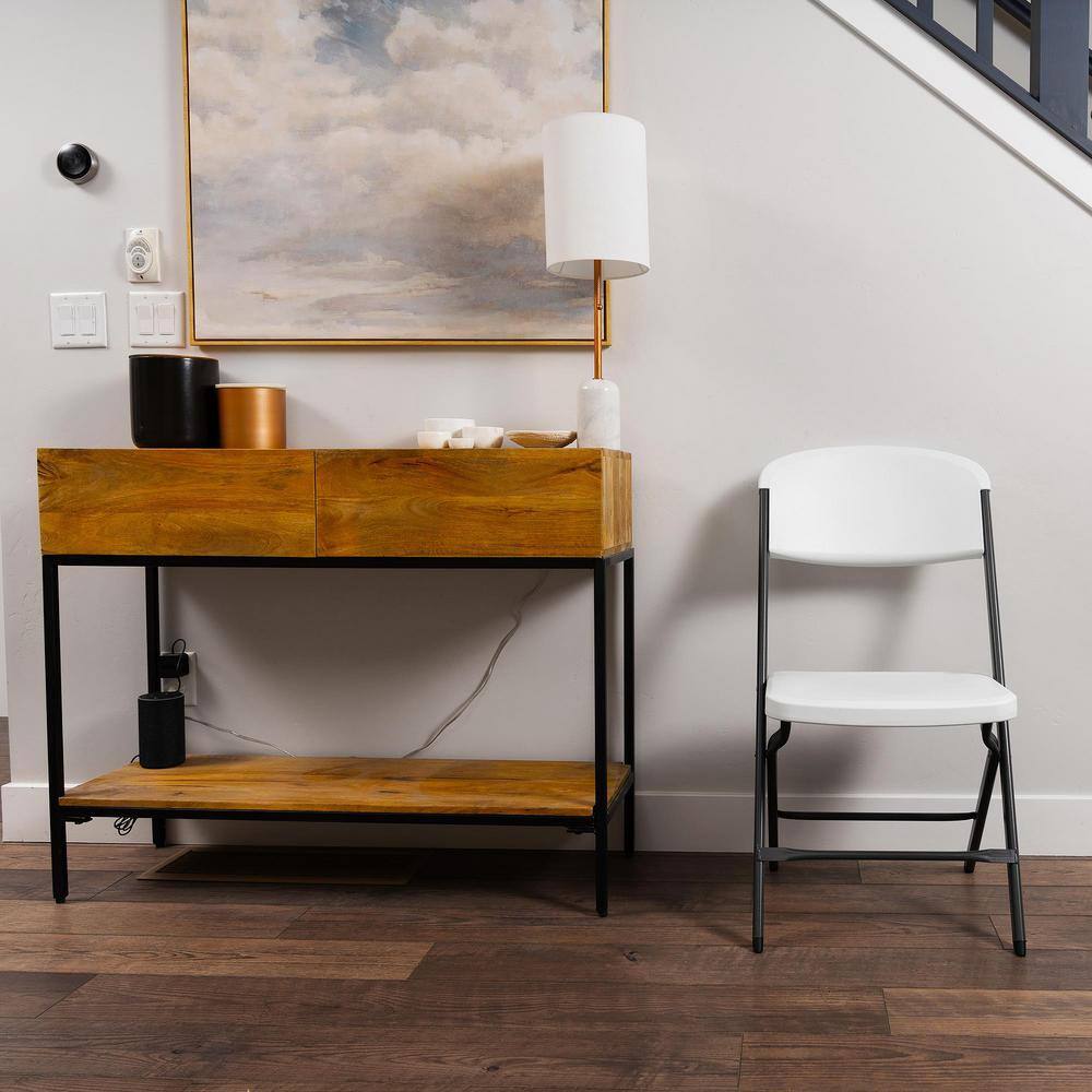 Lifetime White Granite Resin Contoured Seat Commercial Grade Office Folding Chair (Set of 4) 81158