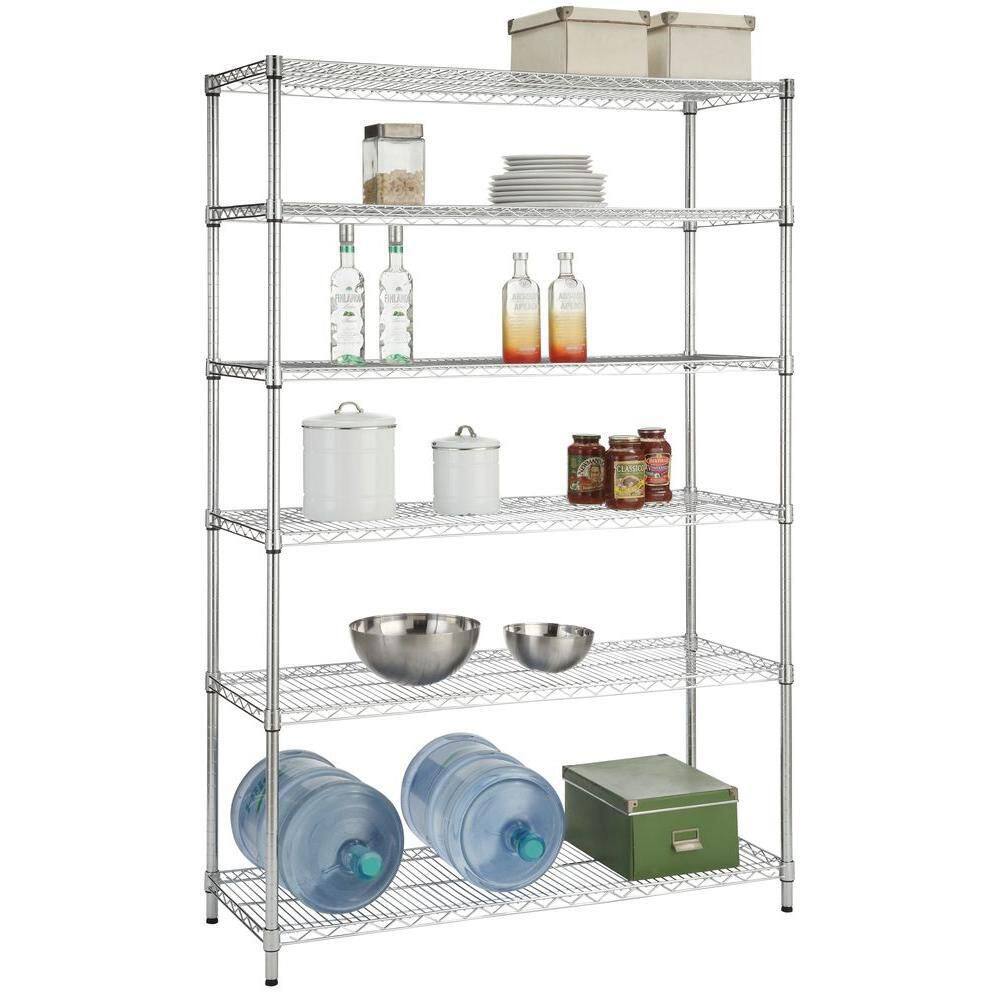 HDX 6-Tier Commercial Grade Heavy Duty Steel Wire Shelving Unit in Chrome (48 in. W x 72 in. H x 18 in. D) HD18481302PS-1