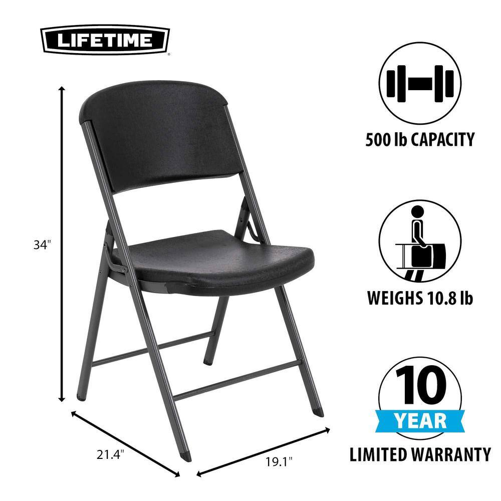 Lifetime Black Plastic Seat Outdoor Safe Folding Chair (Set of 4) 80187