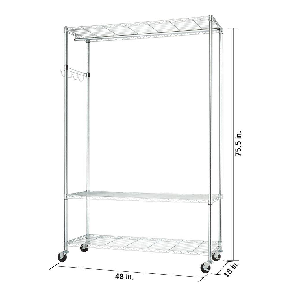 TRINITY Chrome Steel Clothes Rack 48 in. W x 75.5 in. H TBFZ-2707