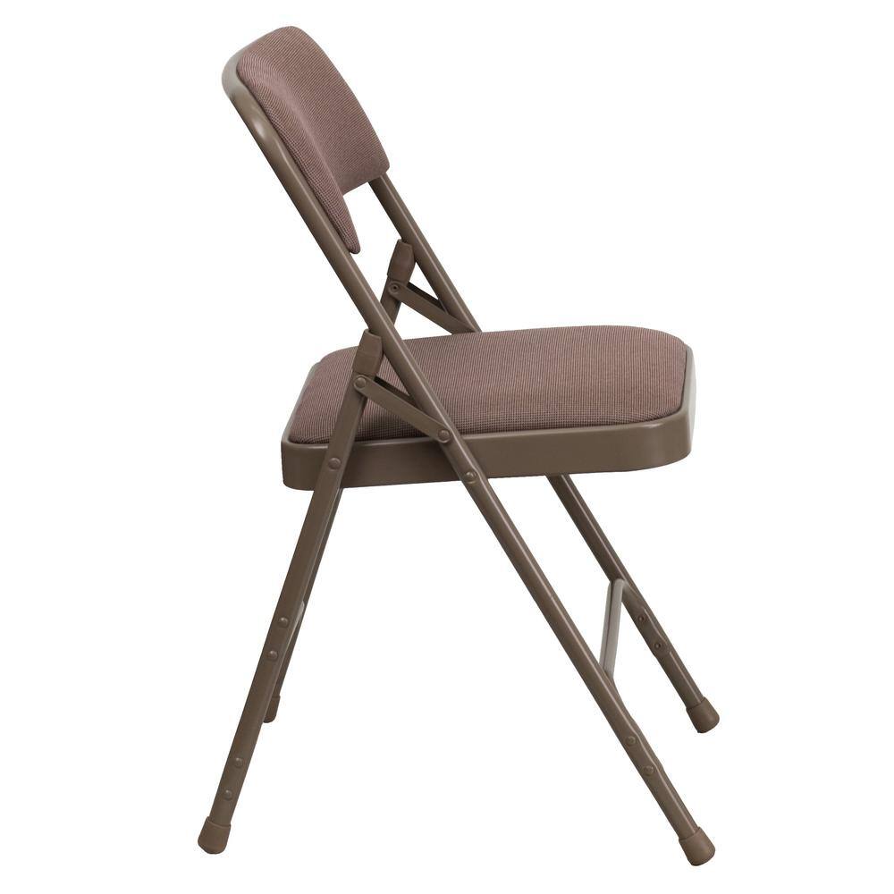 Carnegy Avenue Beige Fabric/Beige Frame Metal Folding Chair (4-Pack) CGA-HF-5873-BE-HD