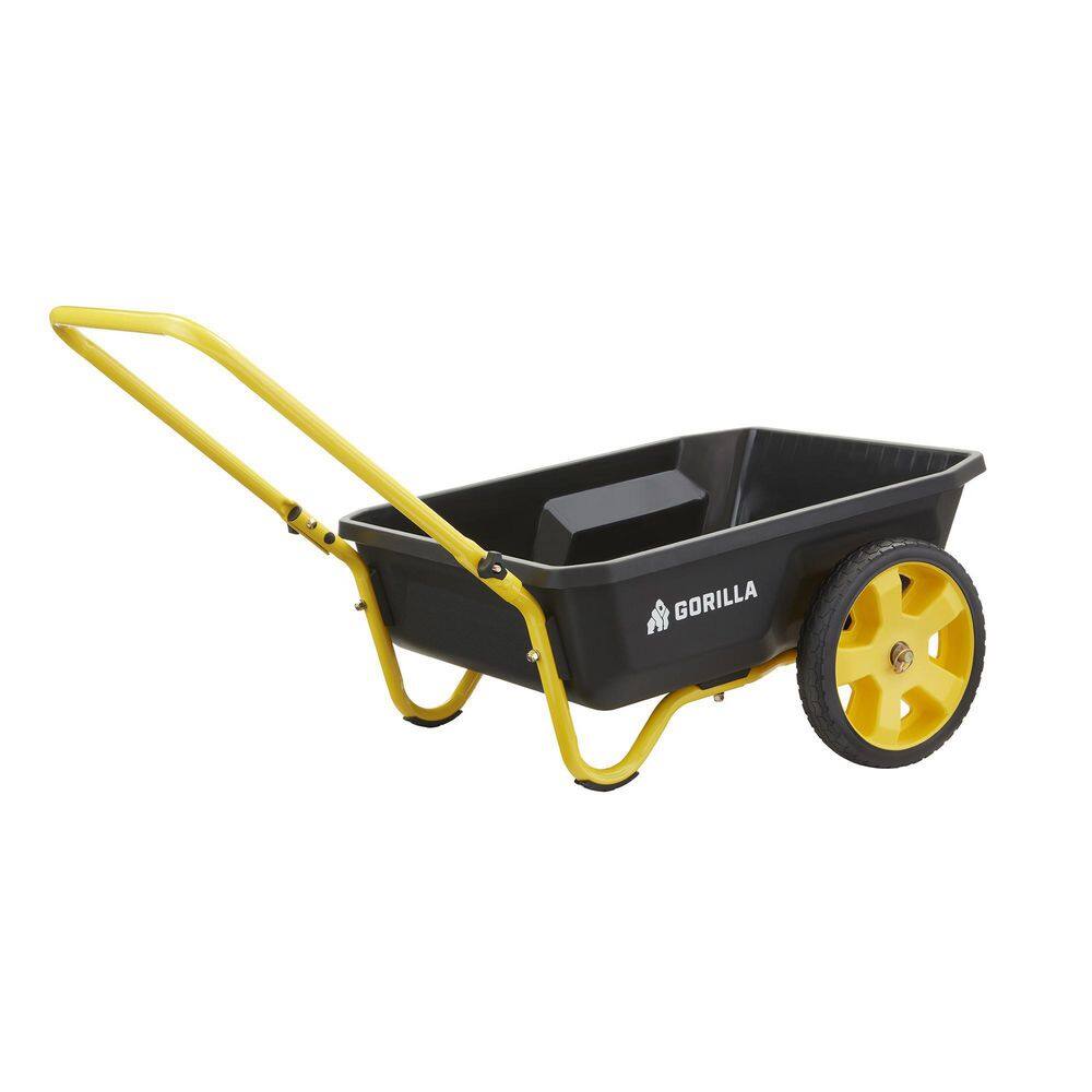 GORILLA CARTS 4 cu. ft. Poly Utility Garden Cart, 300 lbs. Capacity, 12 in. No-Flat Tires, Extra-Wide Foldable Handle GCR-4W